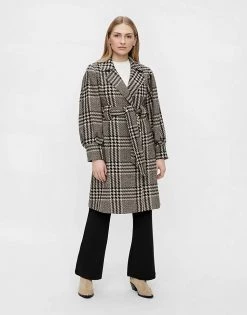 Y.A.S Belted Coat In Mono Check For Women