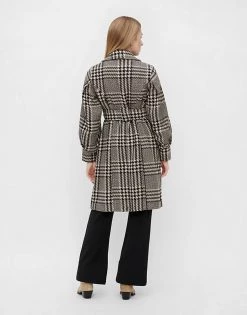 Y.A.S Belted Coat In Mono Check For Women -Women's Y.A.S Sales Shop unnamed file 1838
