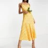 Y.A.S Bridesmaid Cowl Neck Slip Midi Dress In Orange Floral For Women -Women's Y.A.S Sales Shop unnamed file 185