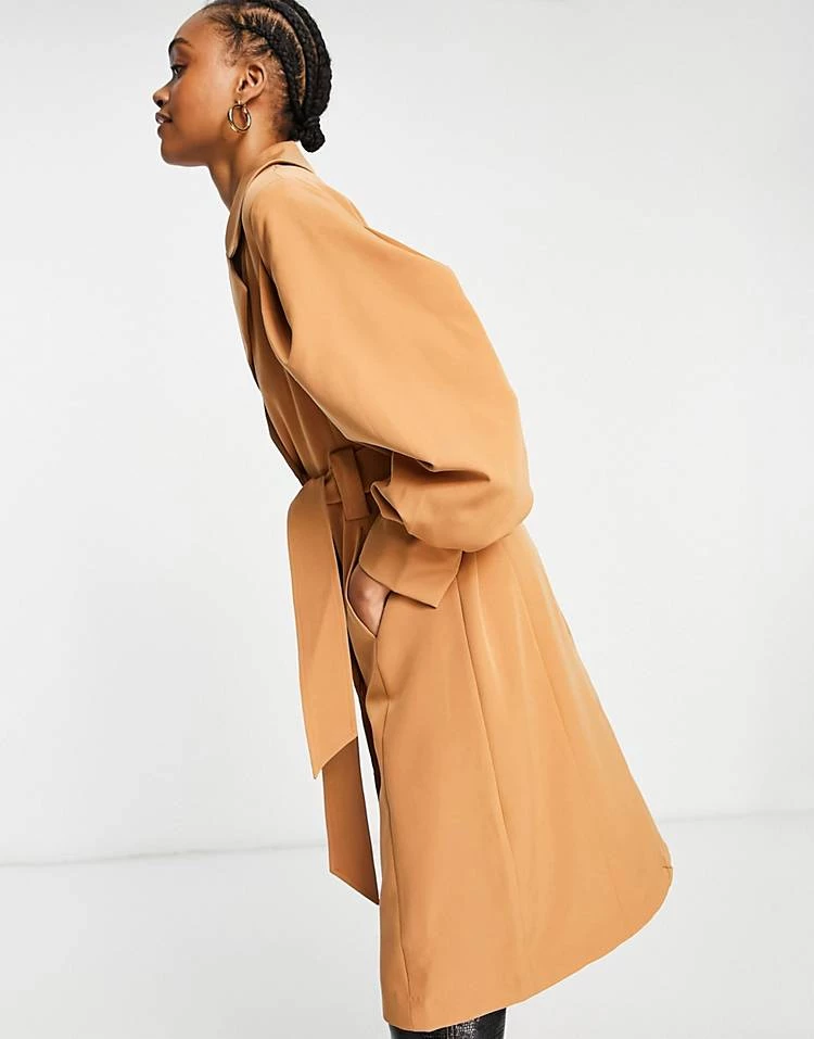 Y.A.S Formal Coat With Tie Waist And Volume Sleeve In Lion For Women 5 Y.A.S Formal Coat With Tie Waist And Volume Sleeve In Lion For Women - Image 3