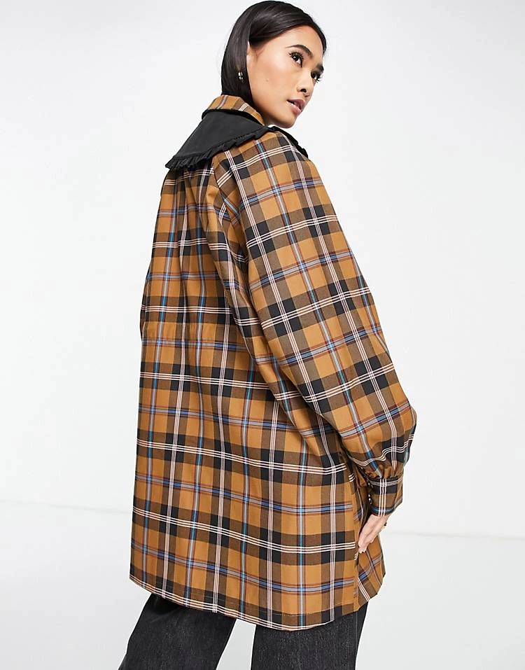 Y.A.S Coat With Detachable Collar In Brown Check For Women 6 Y.A.S Coat With Detachable Collar In Brown Check For Women - Image 4