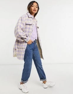 Y.A.S Oversized Shacket With Popper Front In Pastel Lilac Houndstooth For Women 10 Y.A.S Oversized Shacket With Popper Front In Pastel Lilac Houndstooth For Women -Women's Y.A.S Sales Shop unnamed file 1863