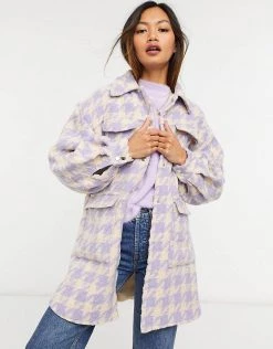 Y.A.S Oversized Shacket With Popper Front In Pastel Lilac Houndstooth For Women 11 Y.A.S Oversized Shacket With Popper Front In Pastel Lilac Houndstooth For Women -Women's Y.A.S Sales Shop unnamed file 1864