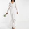 Y.A.S Bridal Sheer Embroidered Maxi Dress In White For Women