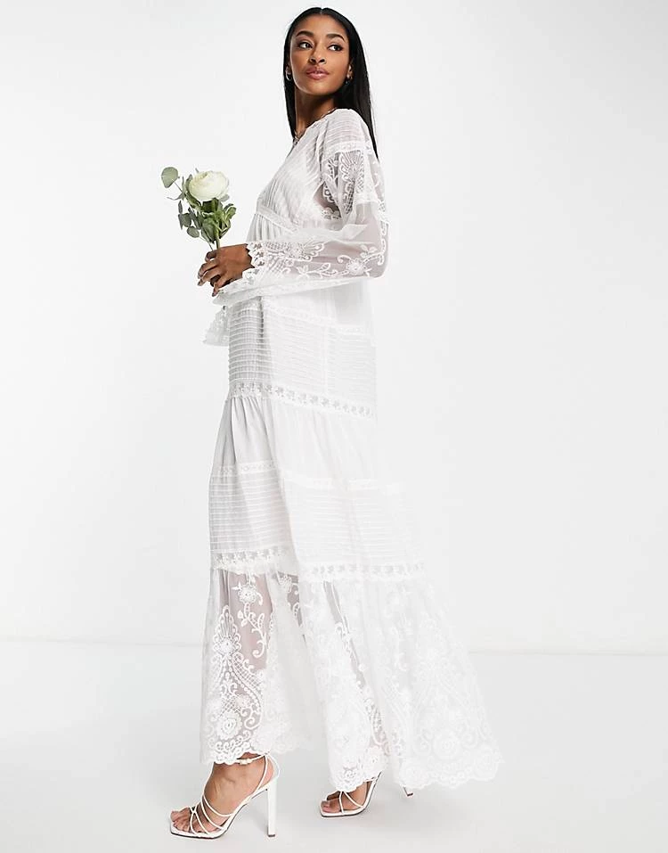 Y.A.S Bridal Sheer Embroidered Maxi Dress In White For Women 4 Y.A.S Bridal Sheer Embroidered Maxi Dress In White For Women - Image 2