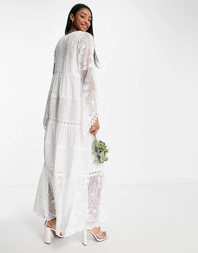 Y.A.S Bridal Sheer Embroidered Maxi Dress In White For Women 6 Y.A.S Bridal Sheer Embroidered Maxi Dress In White For Women - Image 4