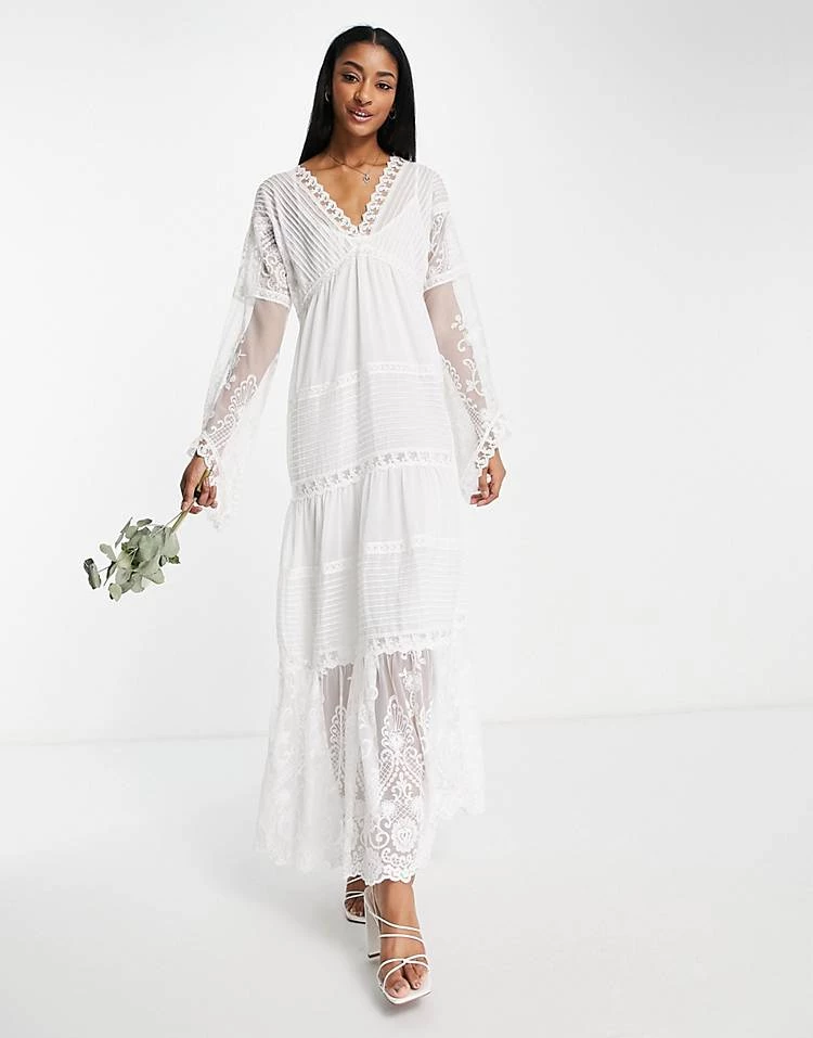Y.A.S Bridal Sheer Embroidered Maxi Dress In White For Women 7 Y.A.S Bridal Sheer Embroidered Maxi Dress In White For Women - Image 5