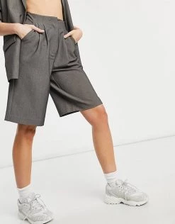 Y.A.S Tailored Bermuda Short Co-ord In Dark Grey For Women Grey Melange 9 Y.A.S Tailored Bermuda Short Co-ord In Dark Grey For Women Grey Melange -Women's Y.A.S Sales Shop unnamed file 1949