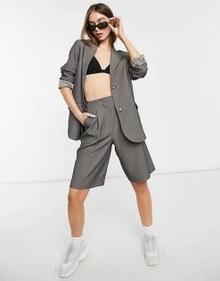 Y.A.S Tailored Bermuda Short Co-ord In Dark Grey For Women Grey Melange 10 Y.A.S Tailored Bermuda Short Co-ord In Dark Grey For Women Grey Melange -Women's Y.A.S Sales Shop unnamed file 1950