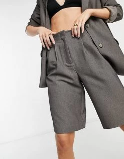 Y.A.S Tailored Bermuda Short Co-ord In Dark Grey For Women Grey Melange 11 Y.A.S Tailored Bermuda Short Co-ord In Dark Grey For Women Grey Melange -Women's Y.A.S Sales Shop unnamed file 1951