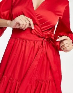 Y.A.S Bridesmaid Maxi Dress With Cut Out Back And Wrap Front In Red For Women -Women's Y.A.S Sales Shop unnamed file 197