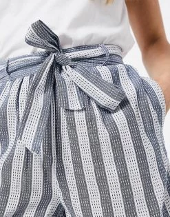 Y.A.S. Carbi Tie Waist Stripe Shorts In Multi For Women Star White -Women's Y.A.S Sales Shop unnamed file 1973