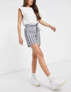 Y.A.S. Carbi Tie Waist Stripe Shorts In Multi For Women Star White -Women's Y.A.S Sales Shop unnamed file 1975