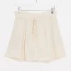 Y.A.S Tall Finella High Waisted Paperbag Waist Shorts For Women Creme Color