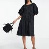 Y.A.S Ruched Puff Sleeve Dress In Black For Women -Women's Y.A.S Sales Shop unnamed file 200
