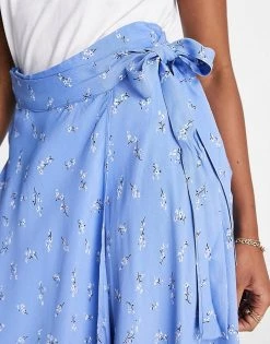 Y.A.S Wrap Midi Skirt In Blue Floral Print For Women Esla Aop -Women's Y.A.S Sales Shop unnamed file 2022