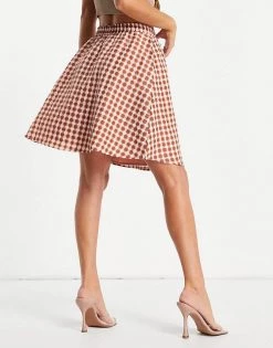 Y.A.S Mini Skirt Co-ord In Textured Red And Cream Check For Women Red Check -Women's Y.A.S Sales Shop unnamed file 2027