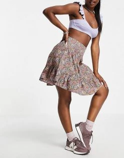 Y.A.S Organic Cotton Tiered Shirred Detail Mini Skirt In Pink Floral For Women 9 Y.A.S Organic Cotton Tiered Shirred Detail Mini Skirt In Pink Floral For Women -Women's Y.A.S Sales Shop unnamed file 2032