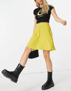 Y.A.S Floaty Mini Skirt In Yellow Spot Print For Women