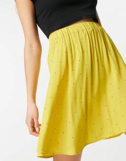 Y.A.S Floaty Mini Skirt In Yellow Spot Print For Women -Women's Y.A.S Sales Shop unnamed file 2056