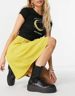 Y.A.S Floaty Mini Skirt In Yellow Spot Print For Women -Women's Y.A.S Sales Shop unnamed file 2057