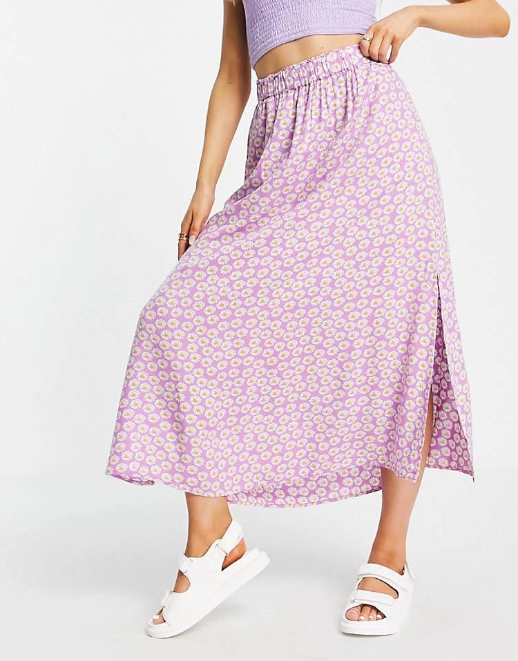 Y.A.S Side Slit Maxi Skirt In Lilac Floral For Women Purple Floral 6 Y.A.S Side Slit Maxi Skirt In Lilac Floral For Women Purple Floral - Image 4
