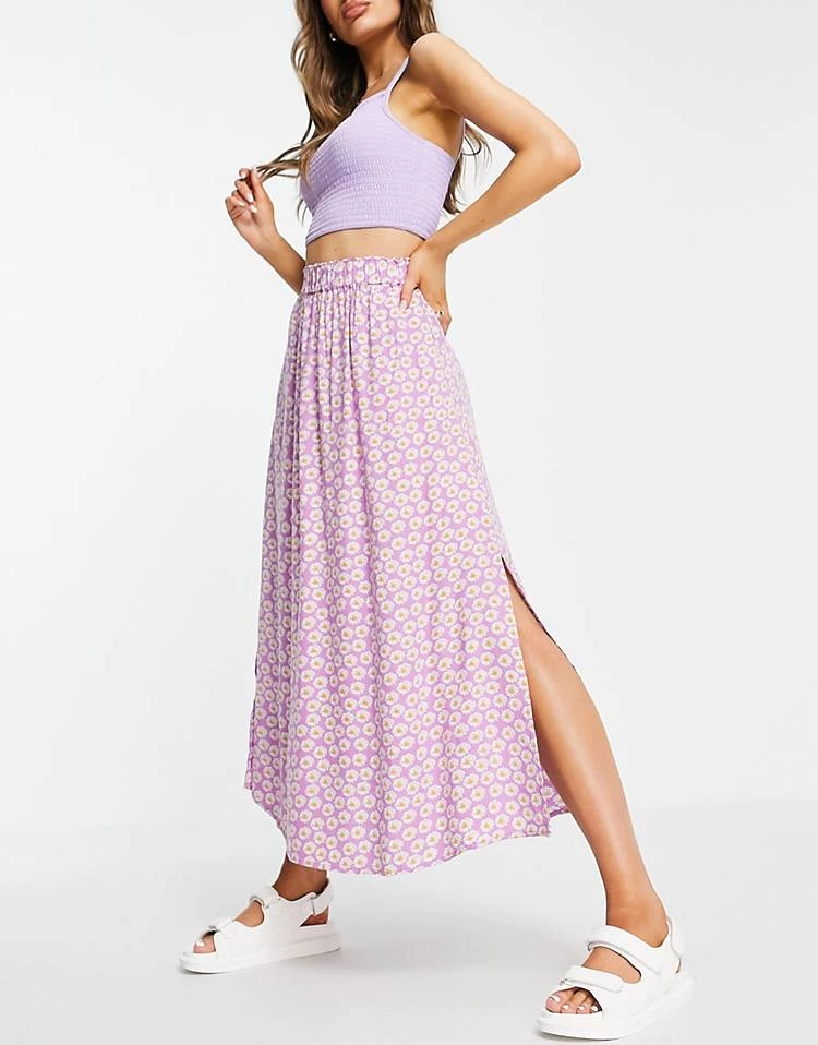Y.A.S Side Slit Maxi Skirt In Lilac Floral For Women Purple Floral 7 Y.A.S Side Slit Maxi Skirt In Lilac Floral For Women Purple Floral - Image 5