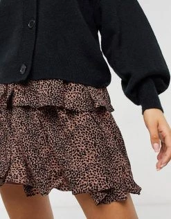 Y.A.S Petite Mini Skirt With Tiering In Animal Print For Women Mocha Mousse -Women's Y.A.S Sales Shop unnamed file 2080