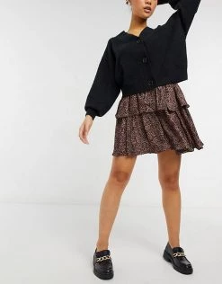 Y.A.S Petite Mini Skirt With Tiering In Animal Print For Women Mocha Mousse -Women's Y.A.S Sales Shop unnamed file 2081