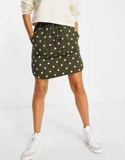 Y.A.S. Kikki High Waist Quilted Skirk In Khaki Polkadot For Women Kikki Dots -Women's Y.A.S Sales Shop unnamed file 2106