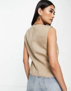 Y.A.S Tailored Waistcoat Co-ord In Sand For Women -Women's Y.A.S Sales Shop unnamed file 2125