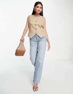 Y.A.S Tailored Waistcoat Co-ord In Sand For Women -Women's Y.A.S Sales Shop unnamed file 2126