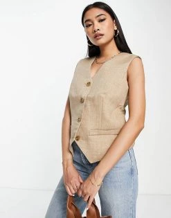 Y.A.S Tailored Waistcoat Co-ord In Sand For Women -Women's Y.A.S Sales Shop unnamed file 2127