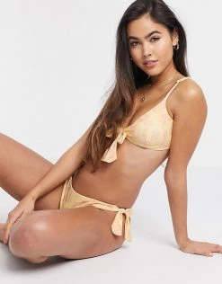 Y.A.S Bikini Bottom With Tie Side In Yellow Floral For Women