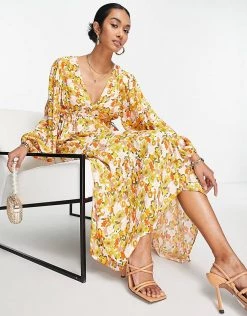 Y.A.S Tie Back Hanky Hem Midi Dress In Yellow 70s Floral For Women Yellow Floral 10 Y.A.S Tie Back Hanky Hem Midi Dress In Yellow 70s Floral For Women Yellow Floral -Women's Y.A.S Sales Shop unnamed file 218