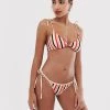 Y.A.S Stripe High Leg Bikini Bottom For Women Sun Kiss W Aop