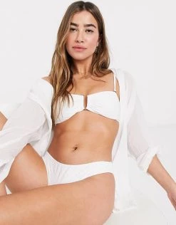 Y.A.S Textured Bikini Bottoms In White For Women