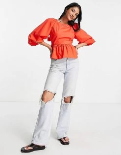 Y.A.S Puff Sleeve Square Neck Blouse In Red For Women 10 Y.A.S Puff Sleeve Square Neck Blouse In Red For Women -Women's Y.A.S Sales Shop unnamed file 2248