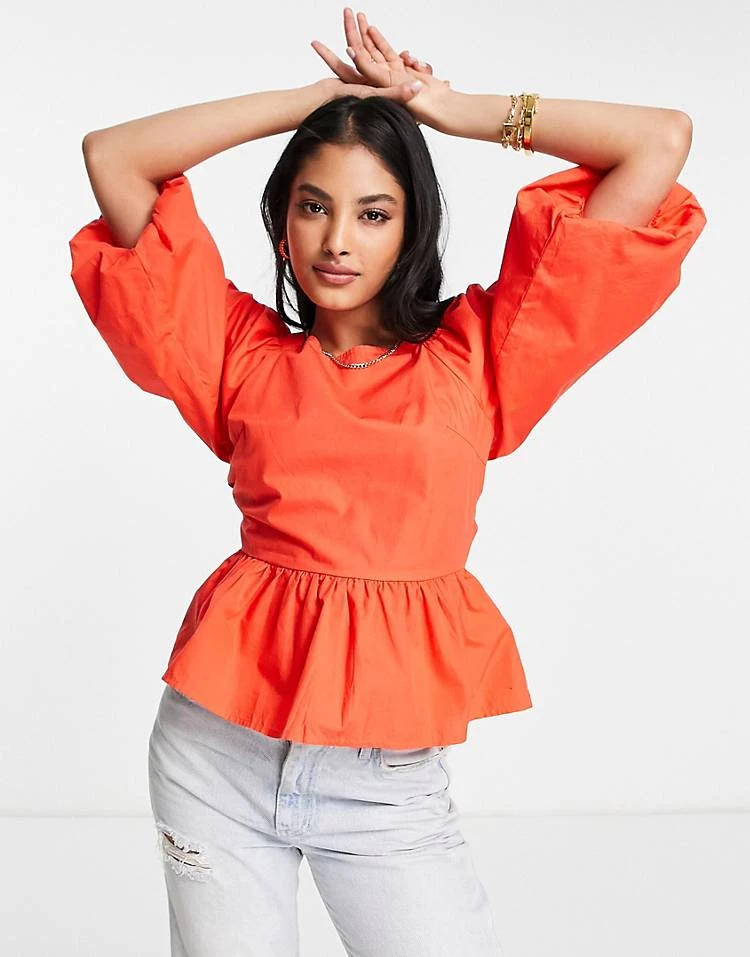 Y.A.S Puff Sleeve Square Neck Blouse In Red For Women 7 Y.A.S Puff Sleeve Square Neck Blouse In Red For Women - Image 5