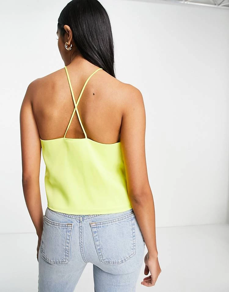 Y.A.S Halter Neck Satin Top Co-ord In Yellow For Women Lemon Tonic 4 Y.A.S Halter Neck Satin Top Co-ord In Yellow For Women Lemon Tonic - Image 2