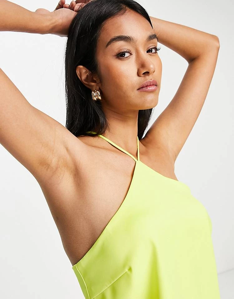 Y.A.S Halter Neck Satin Top Co-ord In Yellow For Women Lemon Tonic 5 Y.A.S Halter Neck Satin Top Co-ord In Yellow For Women Lemon Tonic - Image 3