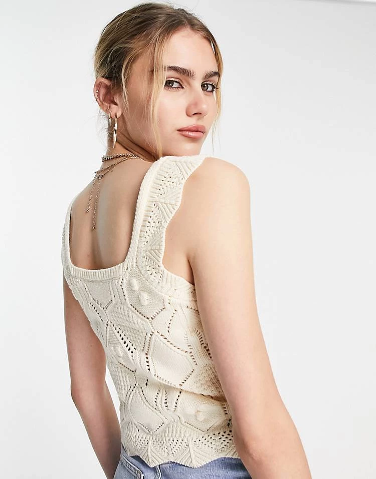 Y.A.S Strawberry Embroidered Crochet Top In Cream For Women 5 Y.A.S Strawberry Embroidered Crochet Top In Cream For Women - Image 3