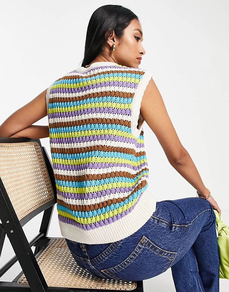 Y.A.S Crochet Co-ord Tank In Multi Stripe For Women Green Stripe 4 Y.A.S Crochet Co-ord Tank In Multi Stripe For Women Green Stripe - Image 2