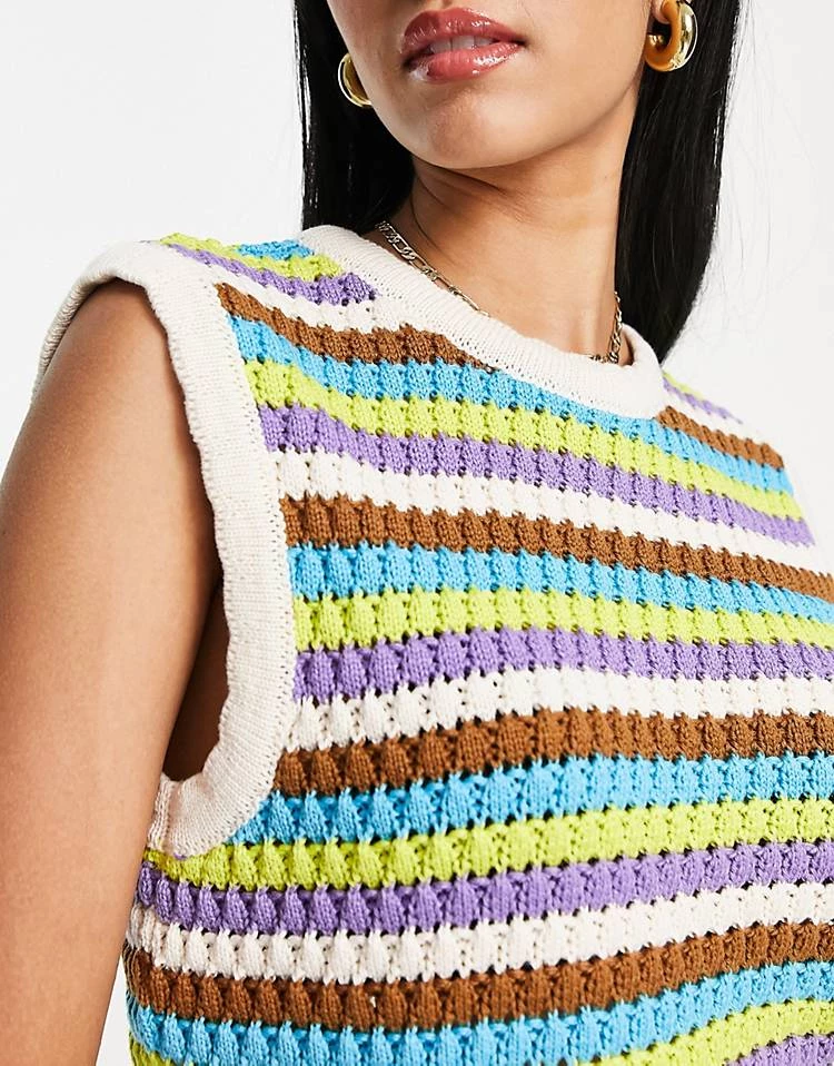 Y.A.S Crochet Co-ord Tank In Multi Stripe For Women Green Stripe 6 Y.A.S Crochet Co-ord Tank In Multi Stripe For Women Green Stripe - Image 4