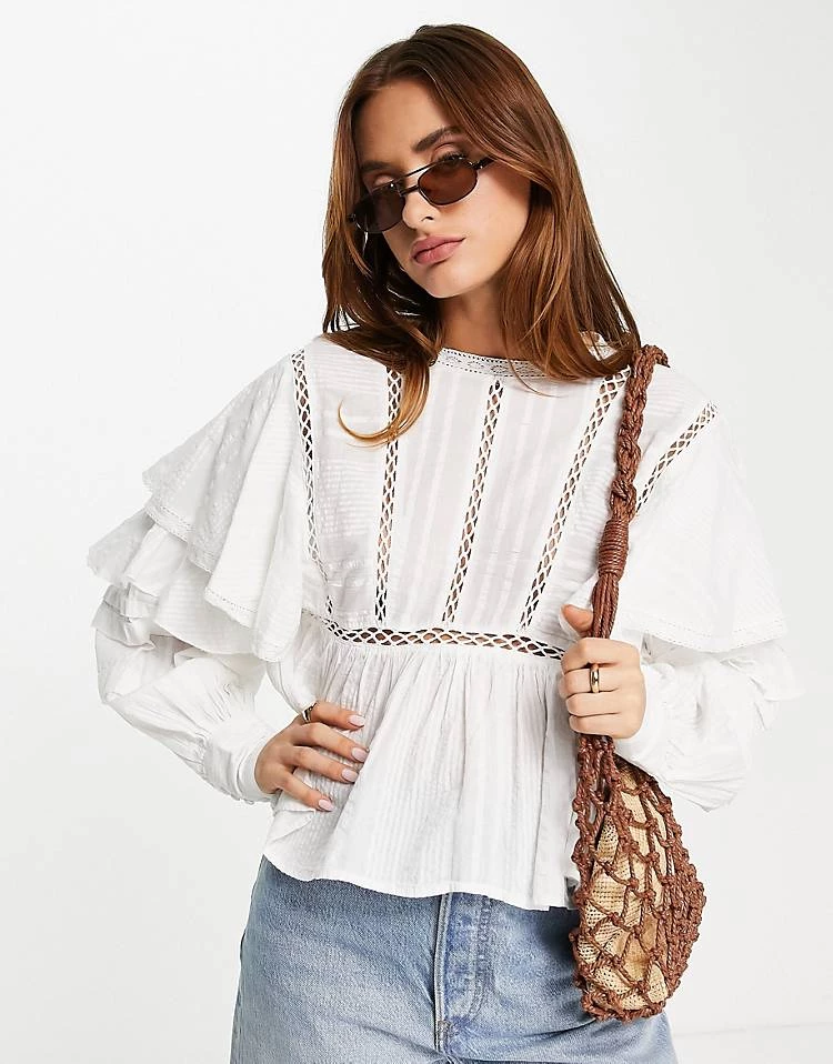 Y.A.S High Neck Frill Detail Blouse In White For Women 5 Y.A.S High Neck Frill Detail Blouse In White For Women - Image 3