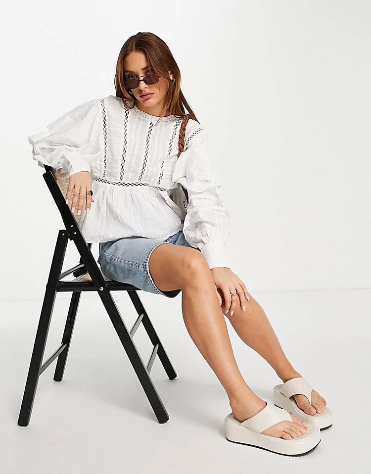 Y.A.S High Neck Frill Detail Blouse In White For Women 6 Y.A.S High Neck Frill Detail Blouse In White For Women - Image 4