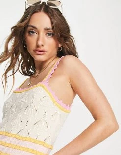 Y.A.S Exclusive Knitted Cami Top With Pink And Orange Stripe For Women Cream Orange Pink -Women's Y.A.S Sales Shop unnamed file 2287