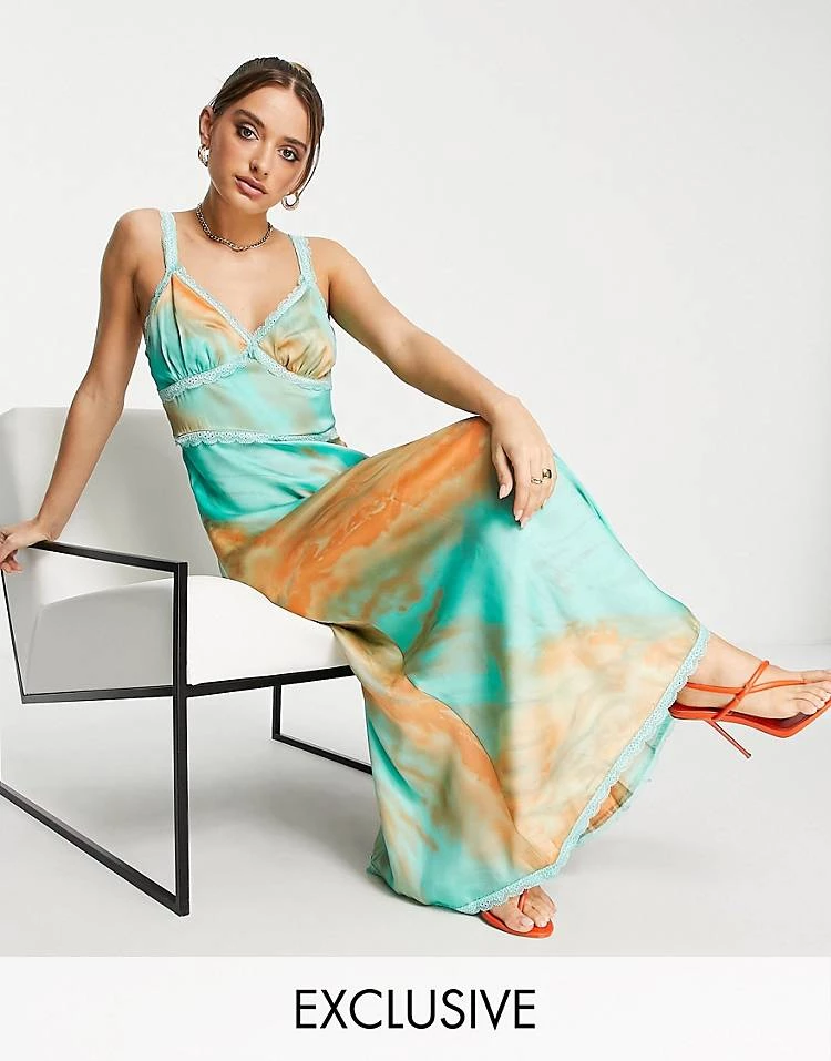 Y.A.S Exclusive Maxi Cami Dress In Cloudy Blue And Orange Tie Dye For Women Multi 7 Y.A.S Exclusive Maxi Cami Dress In Cloudy Blue And Orange Tie Dye For Women Multi - Image 5