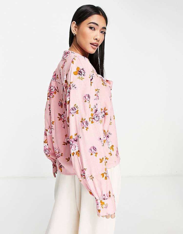 Y.A.S Pussy Bow Blouse In Pink Floral For Women 4 Y.A.S Pussy Bow Blouse In Pink Floral For Women - Image 2