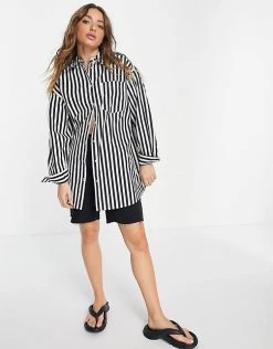 Y.A.S Oversized Shirt In Mono Stripe For Women Black Stripe -Women's Y.A.S Sales Shop unnamed file 2298